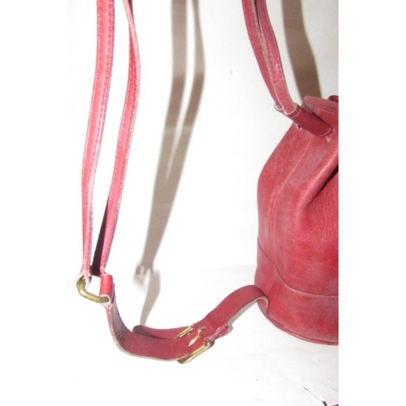 Sold on ALLAMODA .shop - COACH Vintage Red Leather Drawstring Backpack - Picture 5 of 12